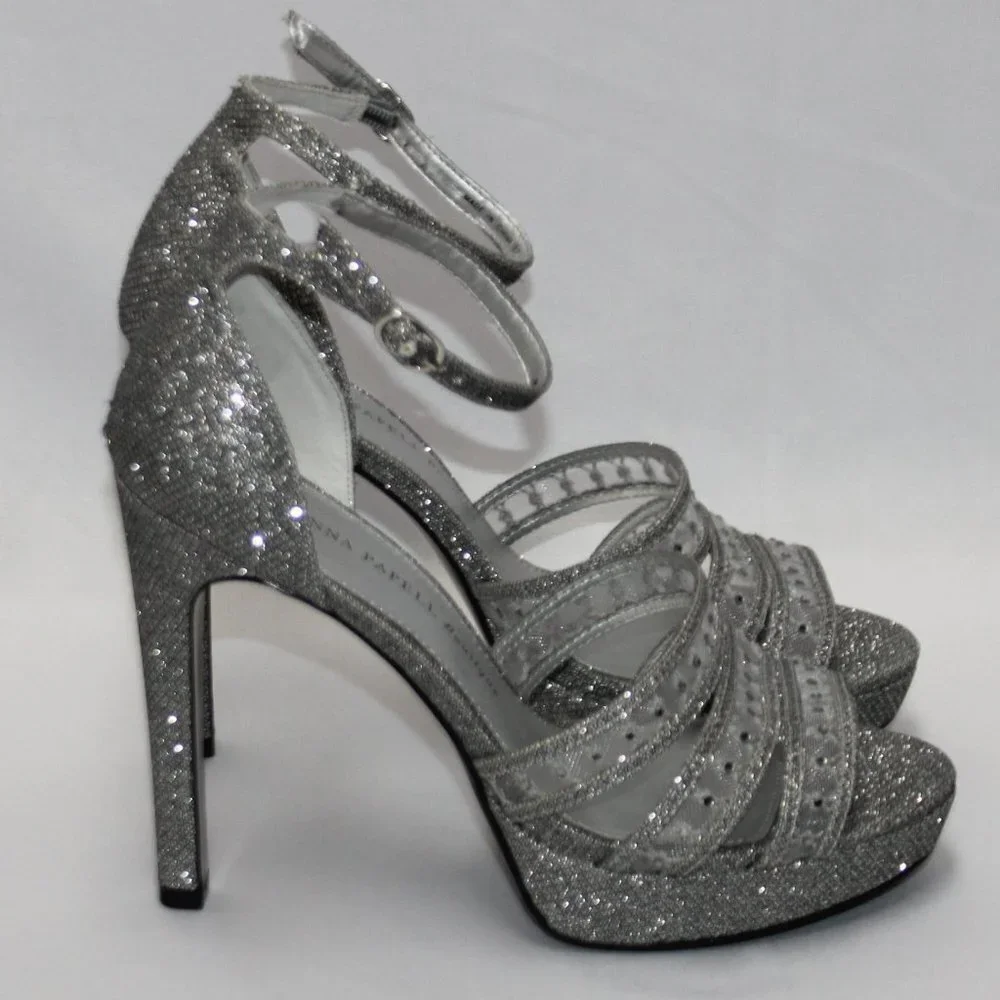 Adrianna Papell Boutique Silver Sparkle Platforms